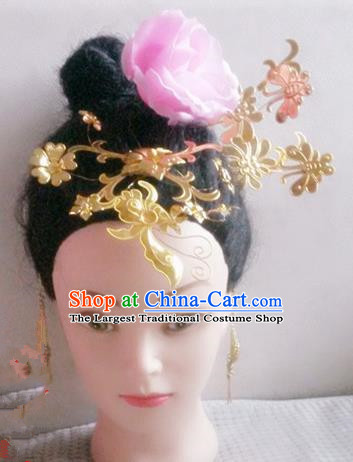 Handmade Chinese Tang Dynasty Princess Golden Hairpins Hair Clips Ancient Traditional Hanfu Hair Accessories for Women