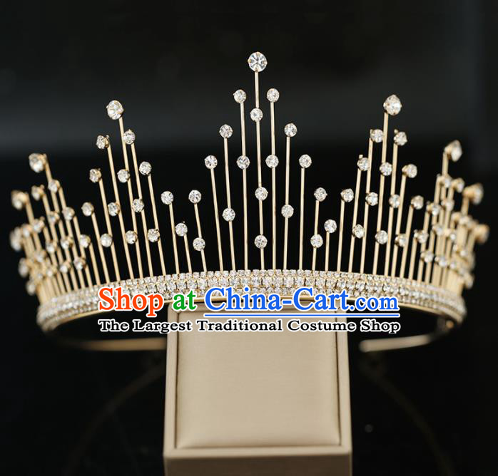 Top Grade Handmade Baroque Crystal Royal Crown Princess Wedding Bride Hair Accessories for Women