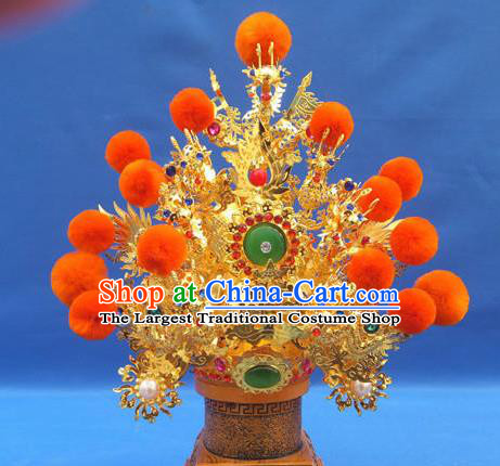 Handmade Chinese Traditional Immortals Orange Venonat Helmet Hair Accessories Ancient Swordsman Hairdo Crown for Men