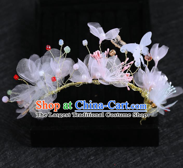 Top Grade Handmade Baroque Princess Silk Flowers Royal Crown Wedding Bride Hair Accessories for Women