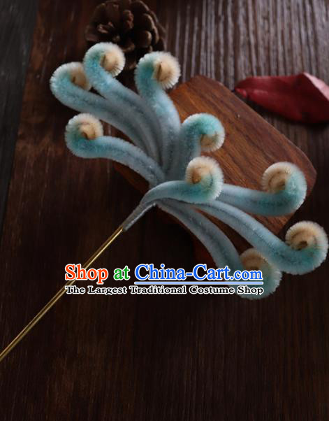 Chinese Handmade Velvet Phoenix Hairpins Ancient Palace Hair Accessories Headwear for Women