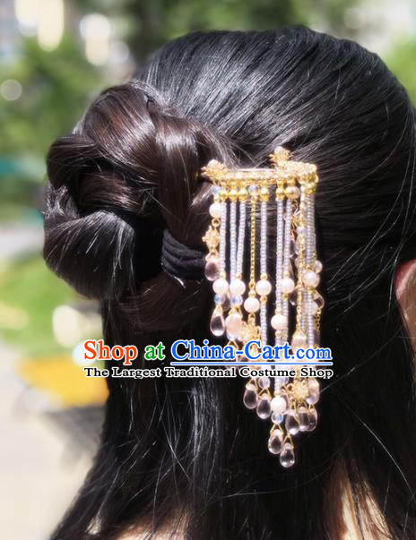 Chinese Handmade Hanfu Golden Hairpins Tassel Step Shake Ancient Palace Princess Hair Accessories Headwear for Women