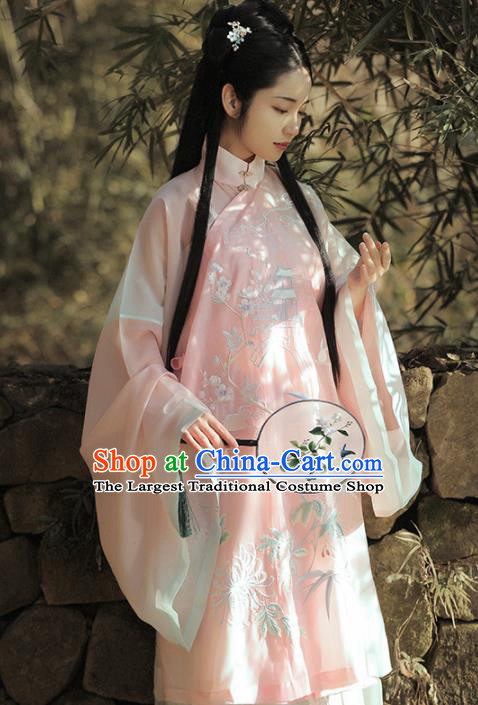 Chinese Traditional Ming Dynasty Princess Historical Costume Ancient Peri Embroidered Hanfu Dress for Women