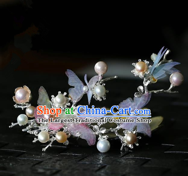 Chinese Handmade Hanfu Silk Butterfly Hair Claw Hairpins Ancient Palace Princess Hair Accessories Headwear for Women