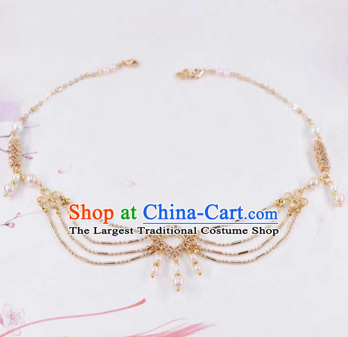 Chinese Handmade Palace Golden Eyebrows Pendant Hairpins Ancient Princess Hanfu Hair Accessories Headwear for Women