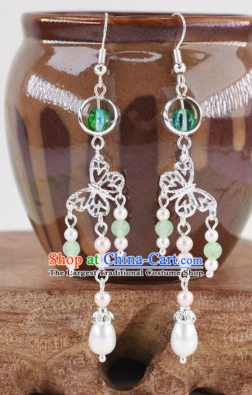 Handmade Chinese Classical Beads Earrings Ancient Palace Hanfu Ear Accessories for Women