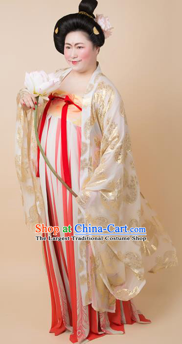 Chinese Traditional Tang Dynasty Court Large Size Historical Costume Ancient Imperial Consort Hanfu Dress for Women