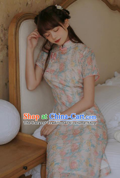 Chinese Classical National Printing Cheongsam Traditional Tang Suit Qipao Dress for Women