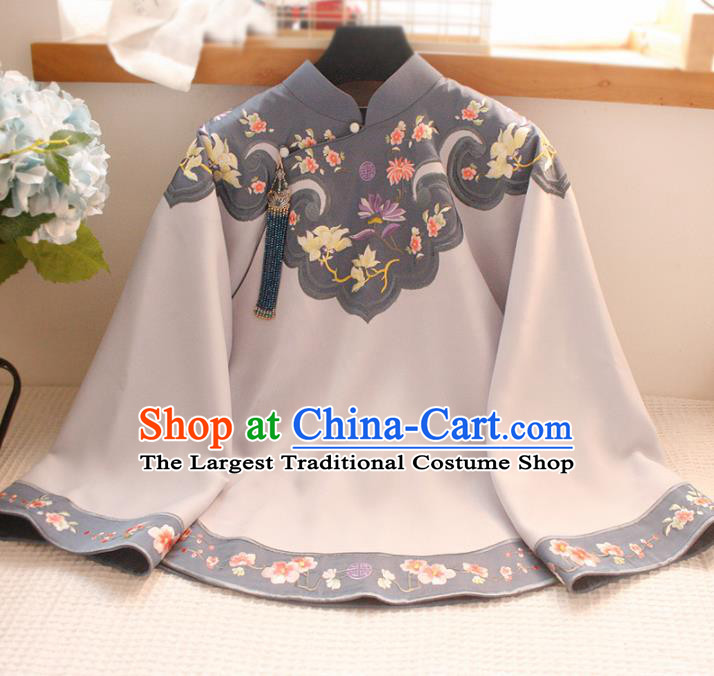 Chinese National Classical Embroidered Blouse Traditional Tang Suit Upper Outer Garment for Women