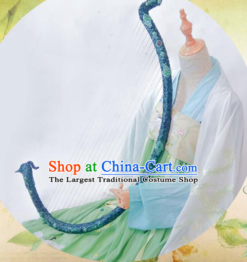 Chinese Traditional Cosplay Palace Costume Ancient Tang Dynasty Princess Green Hanfu Dress for Women