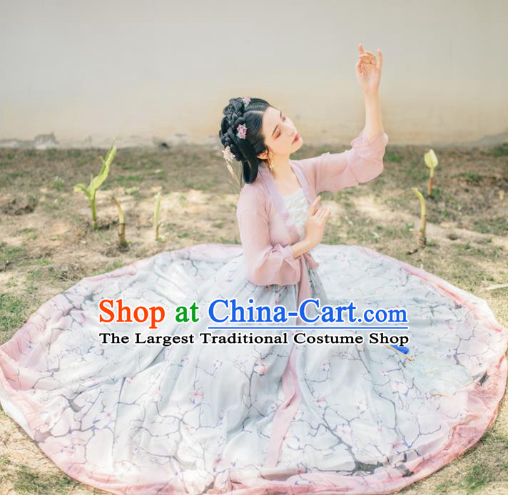 Chinese Ancient Peri Goddess Hanfu Dress Traditional Tang Dynasty Nobility Lady Costume for Women