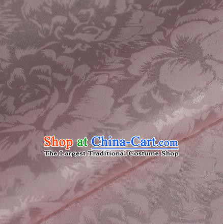 Chinese Traditional Cheongsam Fabric Classical Peony Pattern Design Pink Brocade Satin Material Silk Fabric