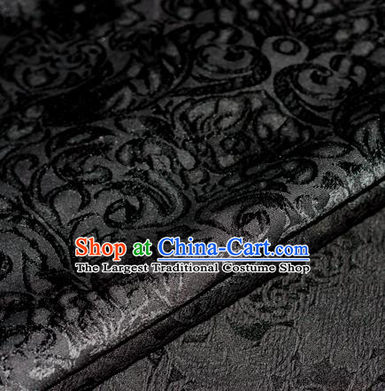 Chinese Traditional Cheongsam Fabric Classical Pattern Black Brocade Satin Material Silk Fabric