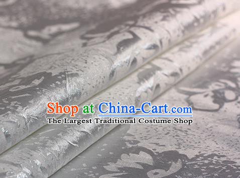 Chinese Traditional Hanfu White Brocade Material Cheongsam Classical Fabric Satin Silk Fabric