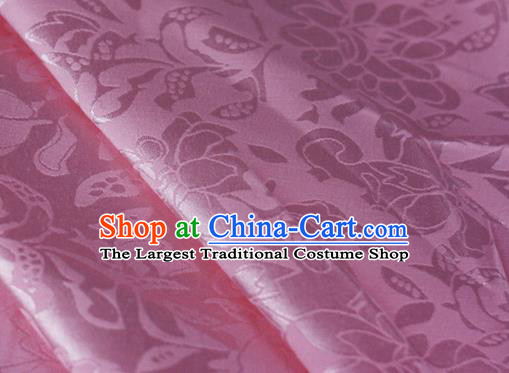 Chinese Traditional Hanfu Palace Peony Pattern Pink Brocade Material Cheongsam Classical Fabric Satin Silk Fabric