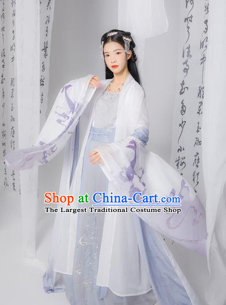 Chinese Ancient Tang Dynasty Princess Embroidered Hanfu Dress Traditional Historical Costume for Women