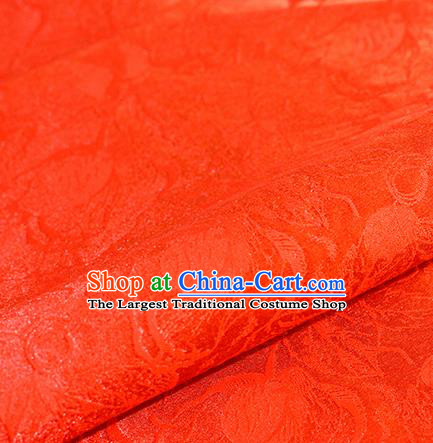 Chinese Traditional Flowers Pattern Orange Brocade Material Hanfu Cheongsam Classical Fabric Satin Silk Fabric
