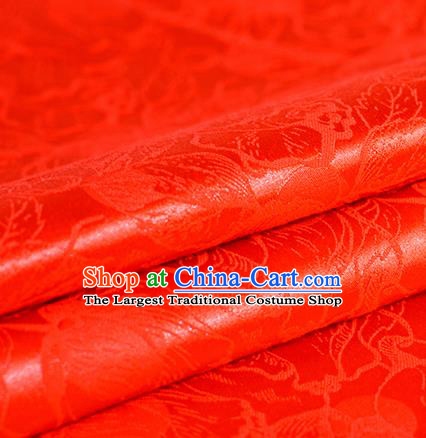 Chinese Traditional Cheongsam Pattern Red Brocade Material Hanfu Classical Fabric Satin Silk Fabric