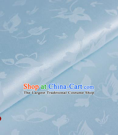 Chinese Traditional Cheongsam Fabric Butterfly Pattern Blue Brocade Material Hanfu Classical Satin Silk Fabric