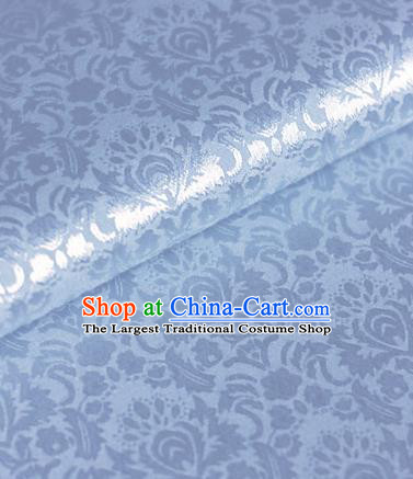 Chinese Traditional Fabric Cheongsam Pattern Blue Brocade Material Hanfu Classical Satin Silk Fabric
