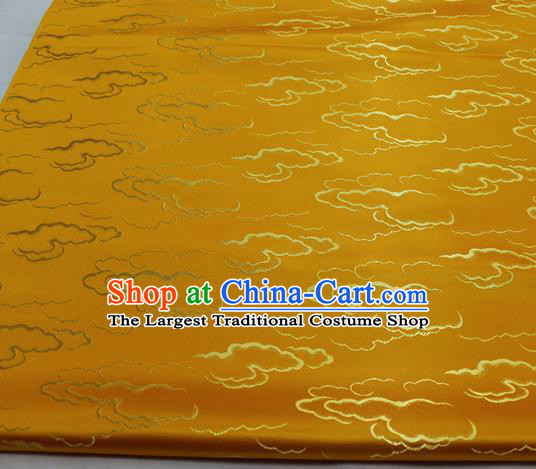 Chinese Traditional Tang Suit Royal Clouds Pattern Golden Brocade Satin Fabric Material Classical Silk Fabric