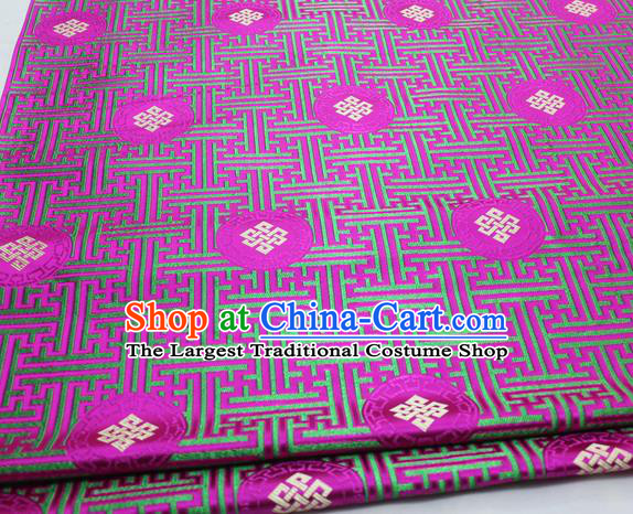 Asian Chinese Traditional Tang Suit Royal Lucky Knot Pattern Rosy Brocade Satin Fabric Material Classical Silk Fabric