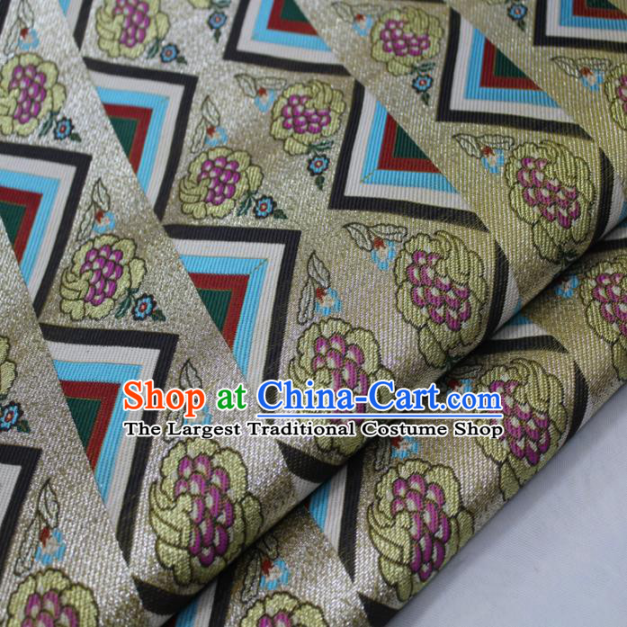 Asian Chinese Traditional Tang Suit Royal Grapes Pattern Brocade Satin Fabric Material Classical Silk Fabric