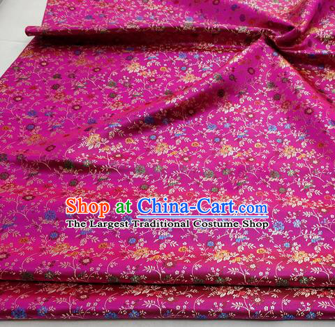 Chinese Traditional Tang Suit Fabric Royal Pepper Flowers Pattern Rosy Brocade Material Hanfu Classical Satin Silk Fabric
