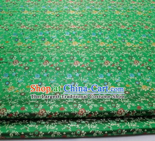 Chinese Traditional Tang Suit Fabric Royal Pepper Flowers Pattern Green Brocade Material Hanfu Classical Satin Silk Fabric