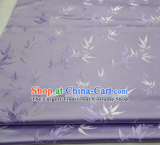 Chinese Traditional Tang Suit Satin Fabric Royal Bamboo Pattern Purple Brocade Material Classical Silk Fabric