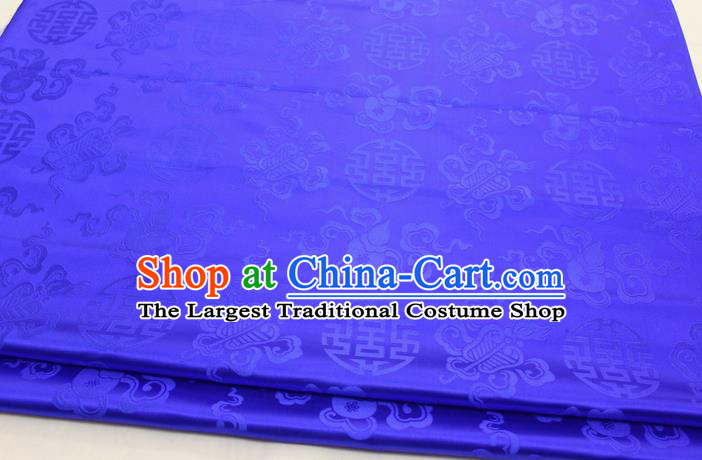 Chinese Traditional Tang Suit Satin Fabric Royal Calabash Pattern Blue Brocade Material Classical Silk Fabric