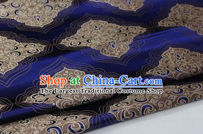 Chinese Traditional Tang Suit Navy Blue Brocade Royal Pattern Satin Fabric Material Classical Silk Fabric