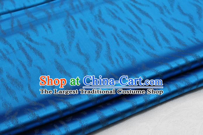 Asian Chinese Traditional Classical Pattern Blue Brocade Tang Suit Satin Fabric Material Classical Silk Fabric