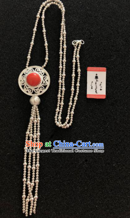 Traditional Chinese Mongol Nationality Tassel Necklet Accessories Mongolian Ethnic Necklace for Women