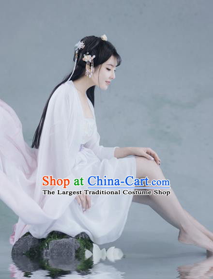 Chinese Ancient Legend Peri Goddess Hanfu Dress Traditional Tang Dynasty Imperial Concubine Historical Costume for Women