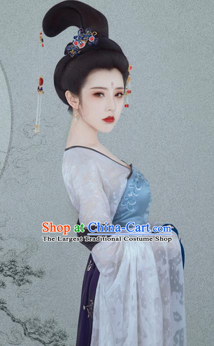 Chinese Ancient Peri Goddess Hanfu Dress Traditional Tang Dynasty Imperial Consort Historical Costume for Women