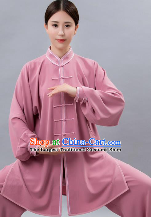 Traditional Chinese Martial Arts Pink Costume Tai Ji Kung Fu Competition Clothing for Women