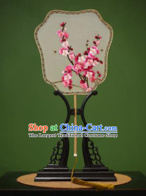 Chinese Traditional Handmade Embroidered Plum Blossom Silk Fans Classical Palace Fans for Women