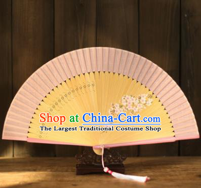 Chinese Traditional Handmade Pink Fans Classical Folding Fans for Women