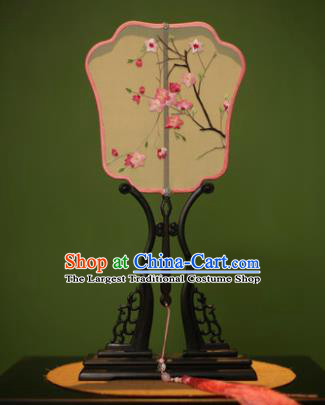 Handmade Chinese Traditional Embroidered Pink Flowers Silk Fans Classical Palace Fans for Women