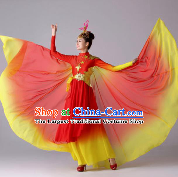 Top Grade Modern Dance Costume Traditional Spring Festival Gala Stage Performance Red Dress for Women