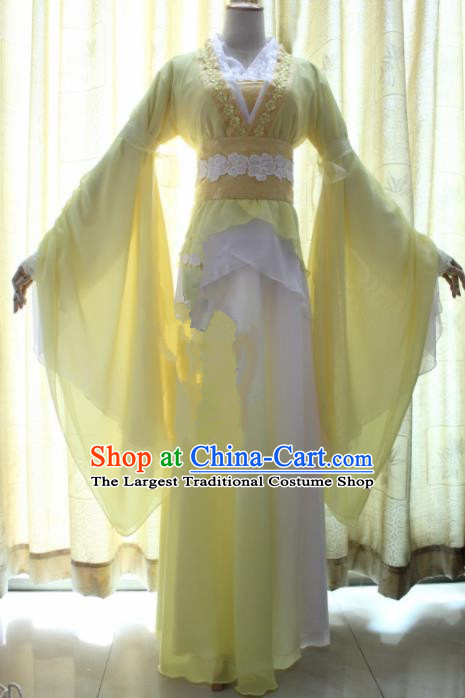 Chinese Traditional Cosplay Princess Costume Ancient Swordswoman Yellow Hanfu Dress for Women