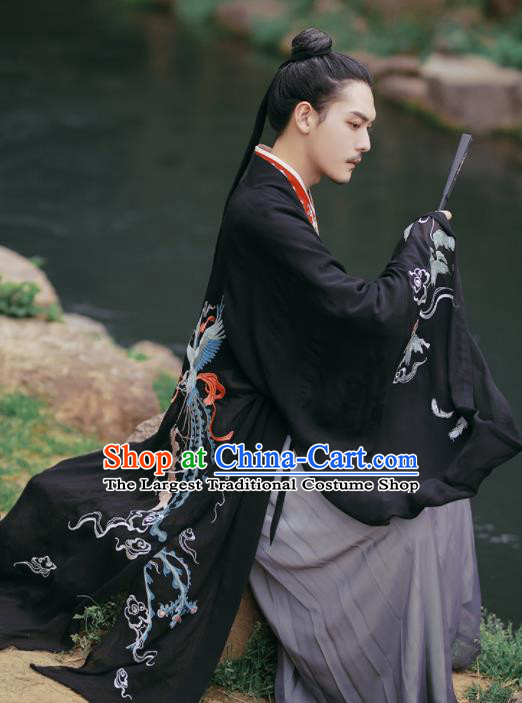 Chinese Ancient Prince Nobility Childe Embroidered Hanfu Clothing Jin Dynasty Swordsman Historical Costume for Men