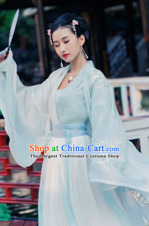 Chinese Tang Dynasty Court Imperial Consort Historical Costume Traditional Ancient Peri Embroidered Hanfu Dress for Women