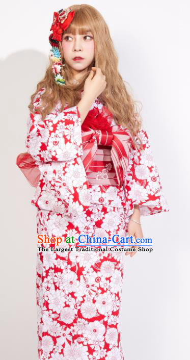Japanese Classical Printing Yukata Dress Asian Japan Traditional Costume Geisha Kimono for Women