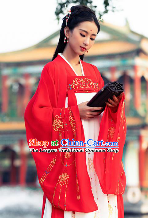 Ancient Chinese Tang Dynasty Court Princess Historical Costume Traditional Palace Dance Embroidered Hanfu Dress for Women