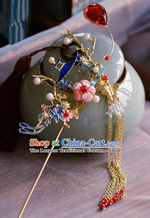 Traditional Chinese Ancient Palace Cloisonne Hair Clip Hairpins Handmade Wedding Hair Accessories for Women