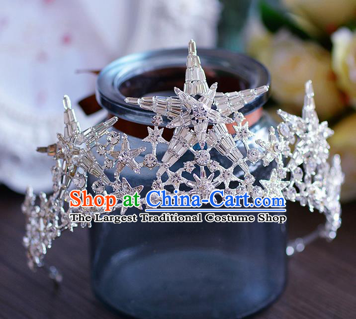 Handmade European Wedding Hair Accessories Baroque Queen Star Royal Crown for Women