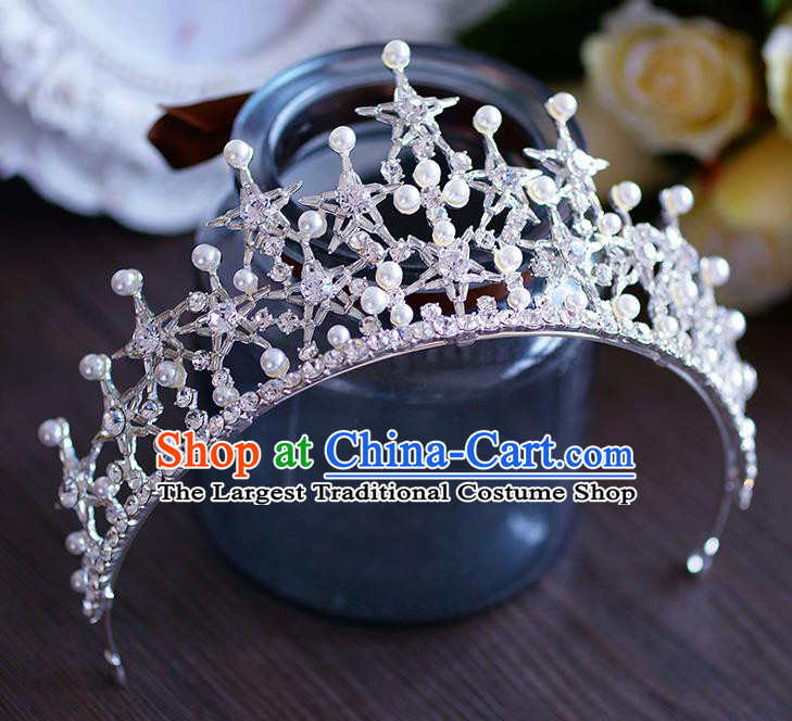 Handmade Baroque Queen Crystal Royal Crown European Wedding Hair Accessories for Women