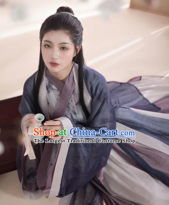 Ancient Chinese Jin Dynasty Princess Historical Costume Traditional Swordswoman Hanfu Dress for Women